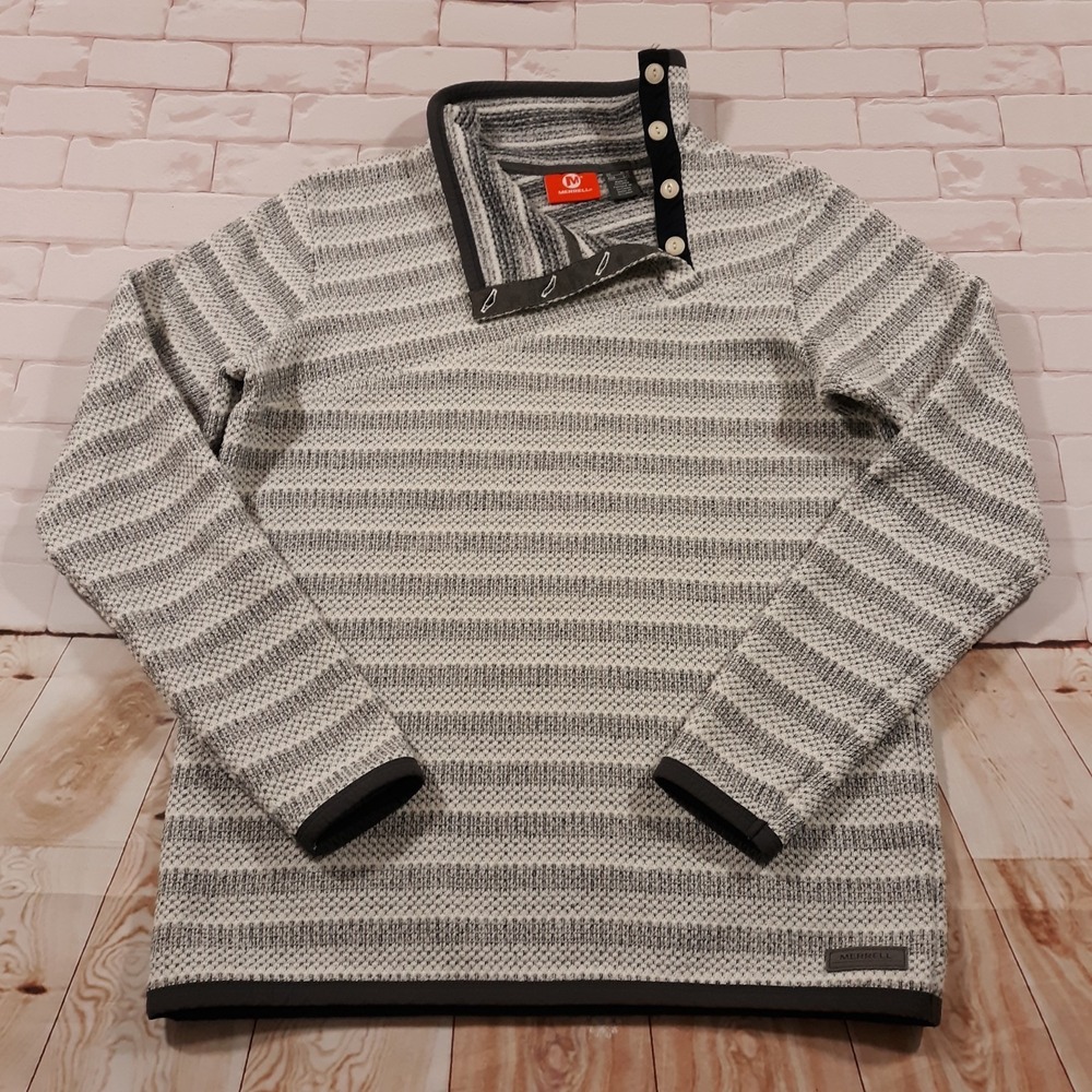 Merrell‎ Sweater Womens Medium Outdoor Hiking Knit Striped Pullover